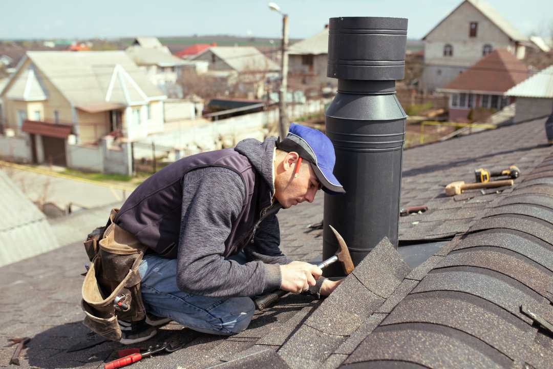 roofing repair, a professional working on a roof