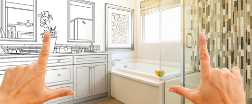 Bathroom planning concept illustrating a renovation timeline.