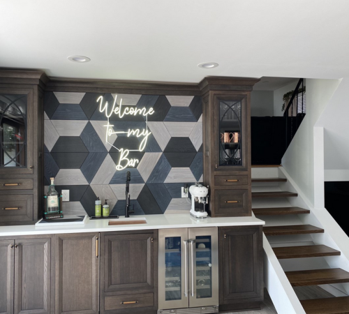 2 Custom Massapequa home bar designed by expert home renovation contractors.