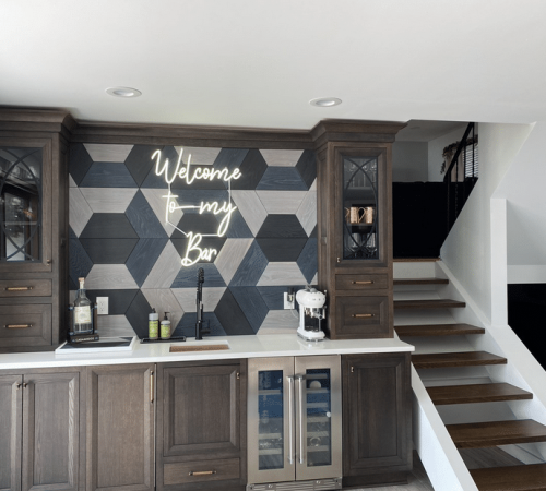 Massapequa Home Bar 2 2 Custom Massapequa home bar designed by expert home renovation contractors.